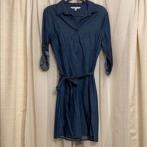 Belt shirt denim dress
